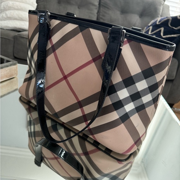 Burberry Leather-Trimmed Supernova Check Tote - Picture 5 of 5